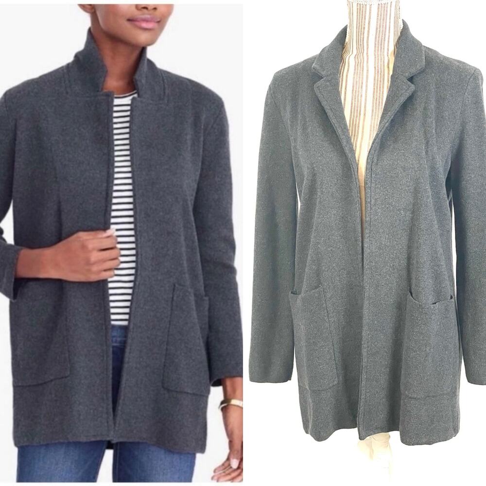 J CREW Gray Sophie Open Front Knit Jacket With Pockets Size Medium